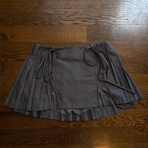 Gray Pleated Mini Skirt